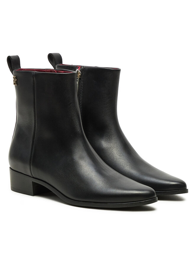 Tommy Hilfiger Stivaletti Tommy Hilfiger Low Cowboy Flat Leather FW0FW08103 Nero