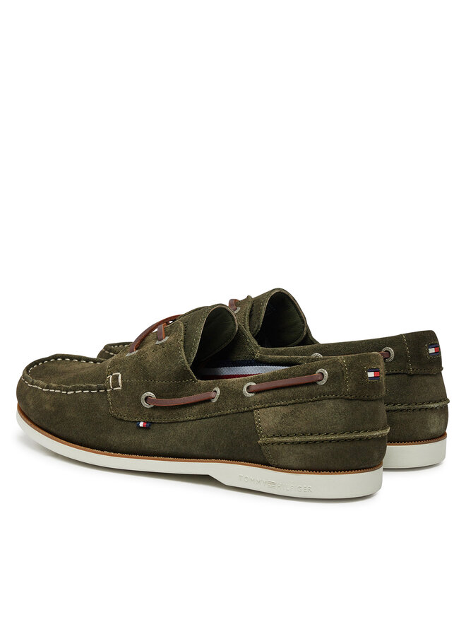 Tommy Hilfiger Pusbačiai Tommy Hilfiger Th Boat Shoe Core Suede FM0FM05387 Žalia