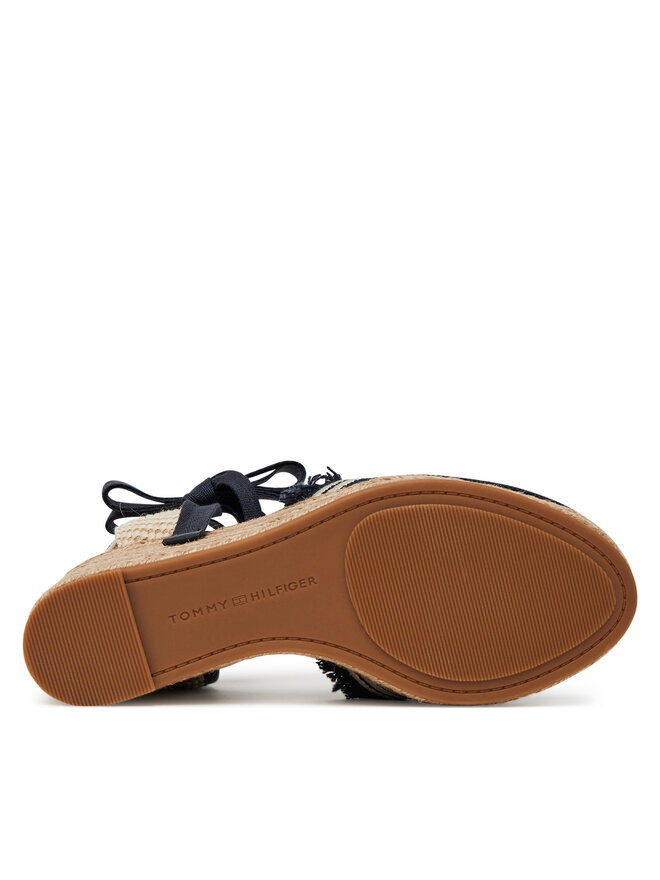 Tommy Hilfiger Еспадрильї Tommy Hilfiger Fringe Canvas High Wedge FW0FW08878 Cиній