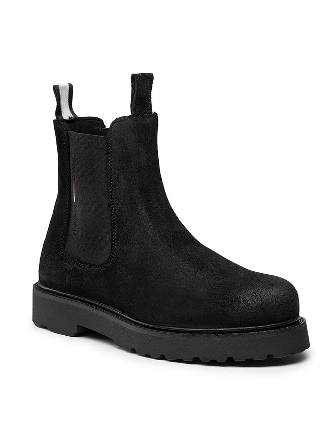 Tommy Jeans Klassische Stiefeletten Tommy Jeans Suede Chelsea Boot EM0EM00829 Schwarz