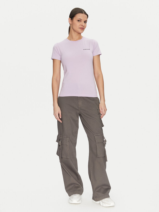 Guess Jeans Guess Jeans Marškinėliai W4YI02 J1314 Violetinė Slim Fit