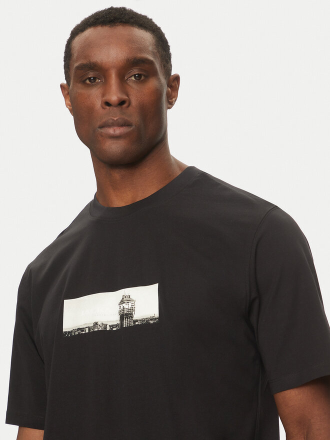 Jack&Jones Jack&Jones Marškinėliai Pacer Photo 12273775 Juoda Relaxed Fit