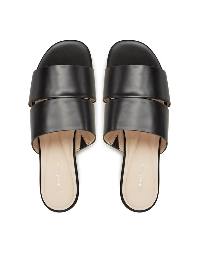 Calvin Klein Pantoletten Calvin Klein Flat Slide - Lth 2 Straps HW0HW02365 Schwarz