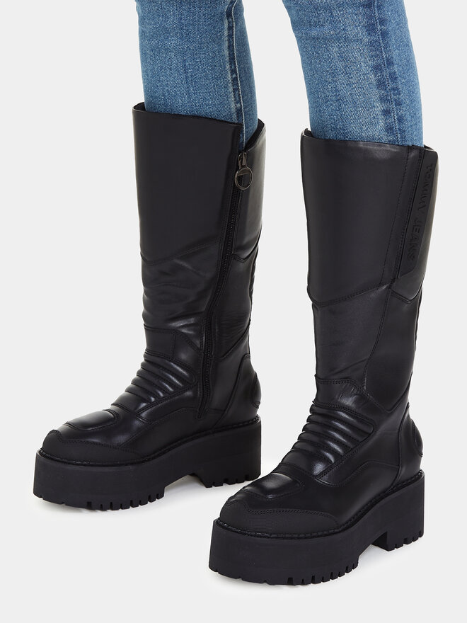 Tommy Jeans Cizme Tommy Jeans Tjw Long Shaft Biker EN0EN02376 Negru