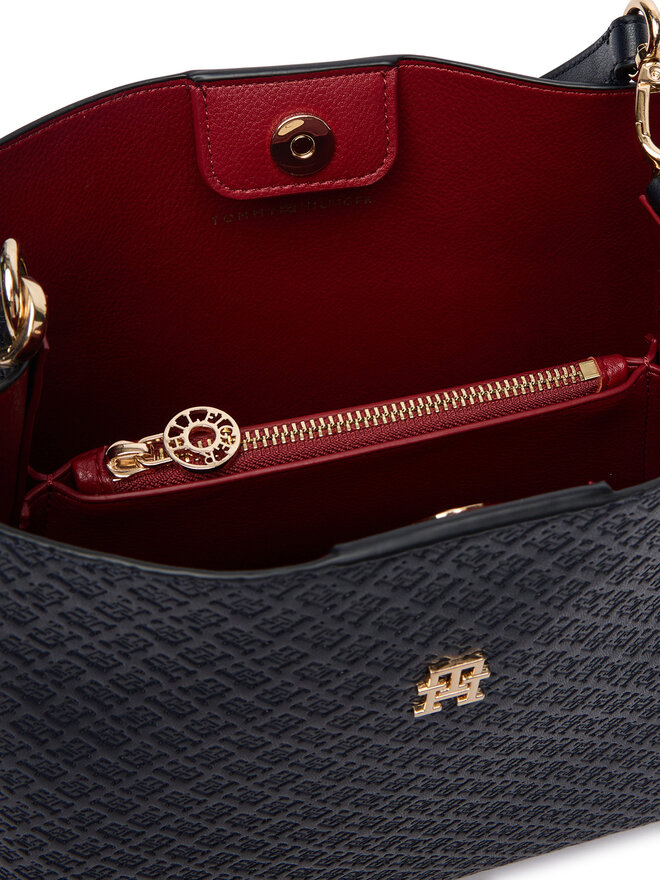 Tommy Hilfiger Handtasche Tommy Hilfiger Th Icon Shoulder Bag Mono AW0AW19000 Dunkelblau