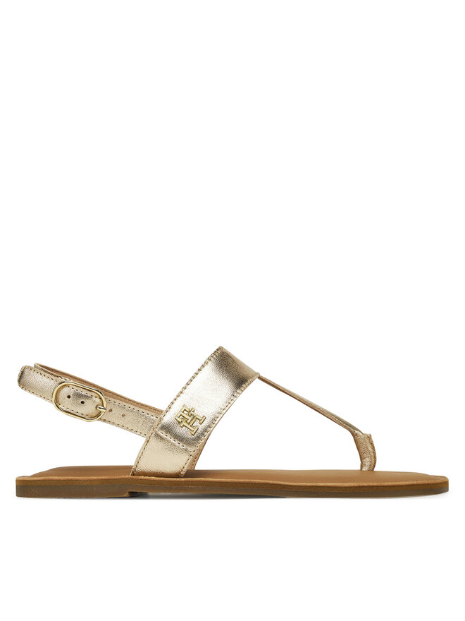 Tommy Hilfiger Sandale Tommy Hilfiger Metallic Leather Thong Sandal FW0FW08798 Auriu