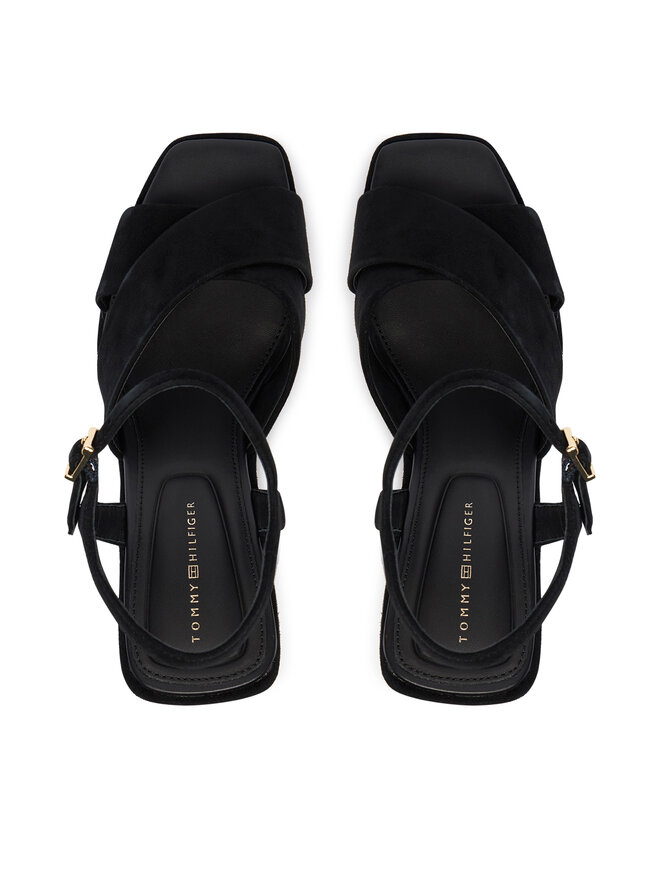 Tommy Hilfiger Sandalen Tommy Hilfiger Suede Wrapped High Wedge FW0FW09218 Schwarz