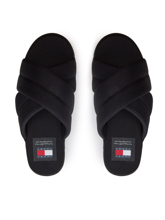 Tommy Jeans Чехли Tommy Jeans Tjw Lettering Flatform Sandal EN0EN02465 Черен
