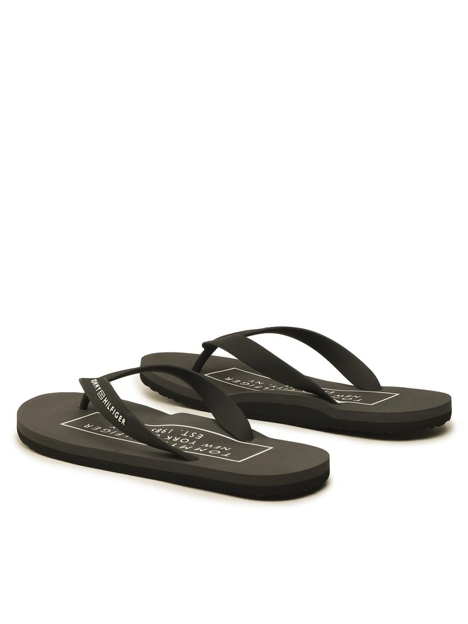 Tommy Hilfiger Zehentrenner Tommy Hilfiger Rubber Hilfiger Beach Sandal FM0FM04468 Schwarz