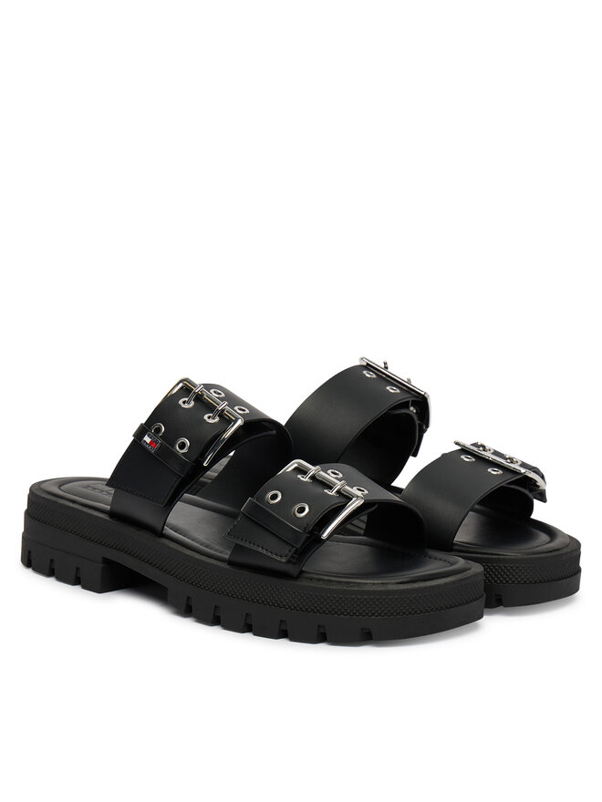 Tommy Jeans Pantoletten Tommy Jeans Tjw Buckle Straps Sandal EN0EN02966 Schwarz