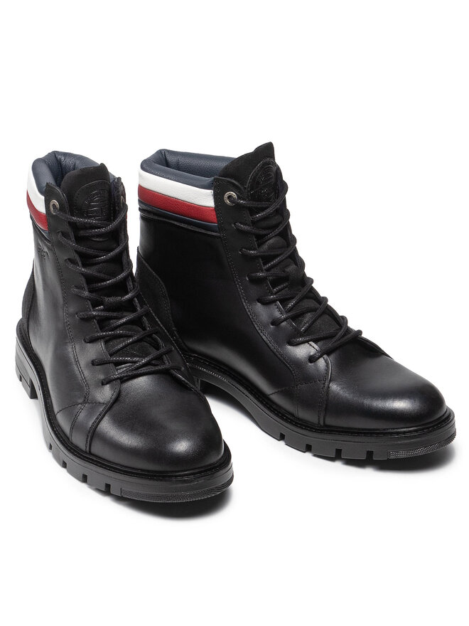 Tommy Hilfiger Botas altas Tommy Hilfiger Elevated Rwb Collar Lth Boot FM0FM03825 Negro