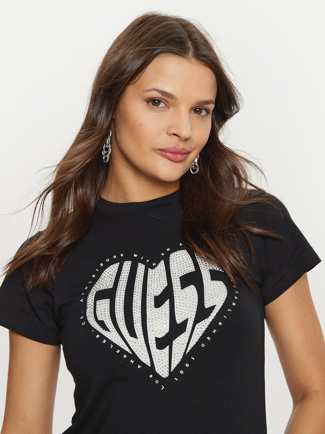 Guess Guess Marškinėliai V5RI08 J1314 Juoda Slim Fit