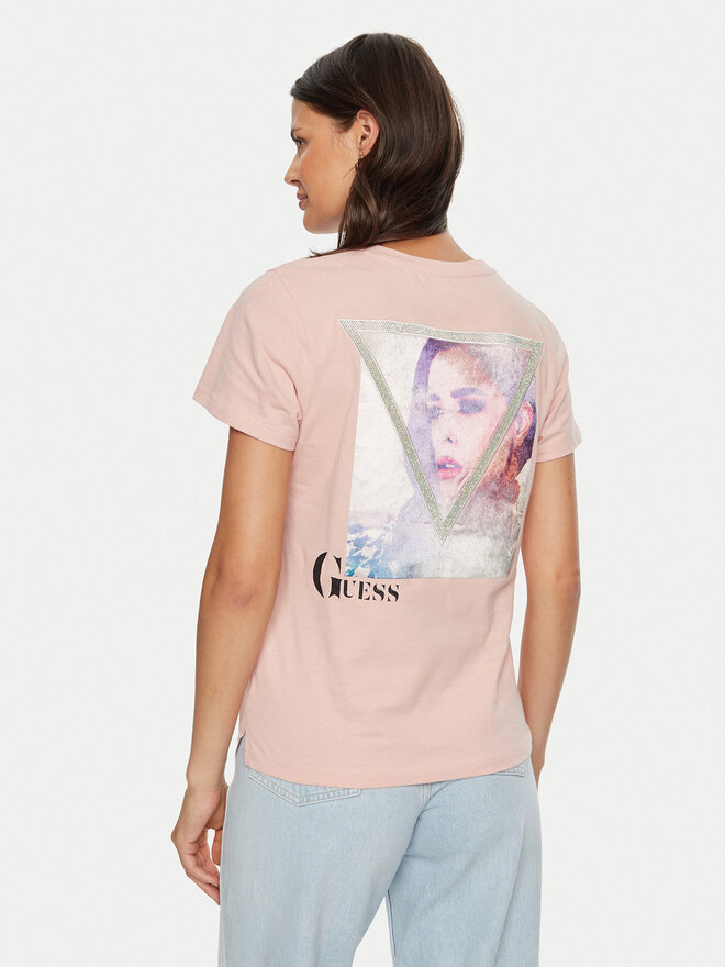 Guess Guess Marškinėliai W4BI13 KCJI0 Rožinė Regular Fit