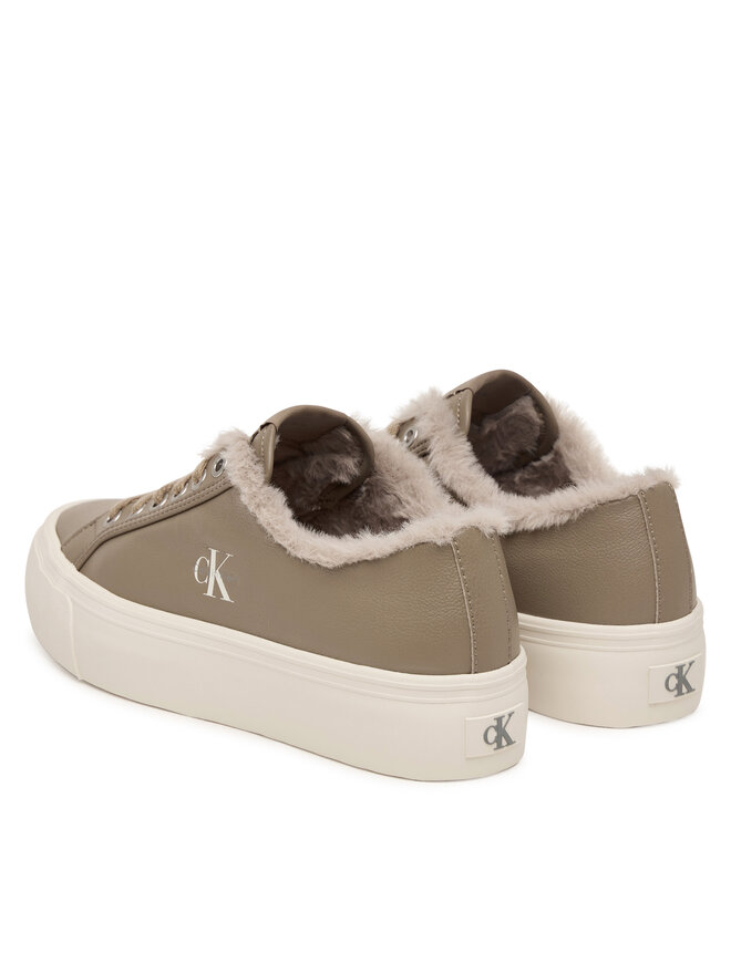 Calvin Klein Sneakers Calvin Klein Vulc Flatf Laceup Lth Fur HW0HW03235 Beige