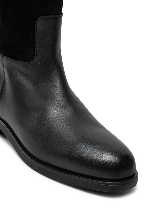 Tommy Hilfiger Kozačky Tommy Hilfiger Th Stud Leather Mix Long Boot FW0FW08341 Černá