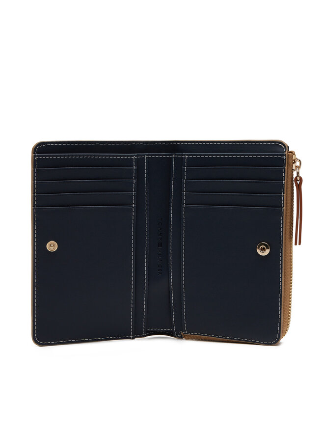 Tommy Hilfiger Velká dámská peněženka Tommy Hilfiger Th Monoplay Leather Med 7 Wallet AW0AW17417 Hnědá