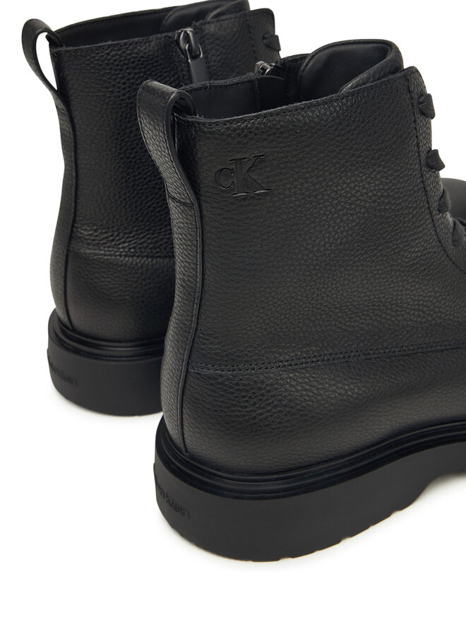 Calvin Klein Schnürschuhe Calvin Klein Combat Ess Lace Up Zip Boot Lth YM0YM01373 Schwarz