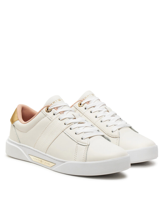 Tommy Hilfiger Sneakers Tommy Hilfiger Chic Panel Court Sneaker FW0FW07998 Écru