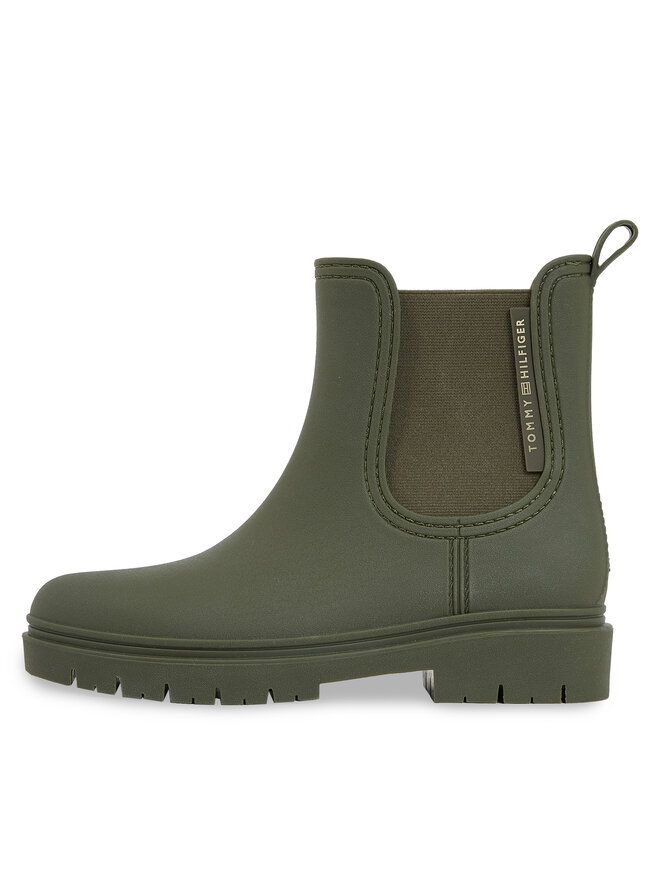 Bottes de pluie Tommy Hilfiger Essential Tommy Rainbootie FW0FW07471 Kaki chaussures