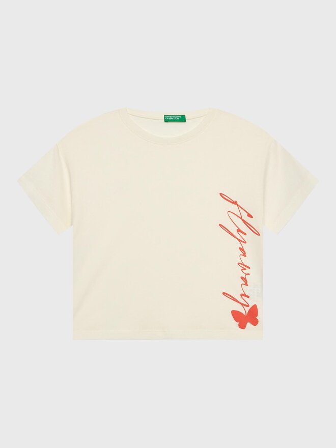 United Colors Of Benetton United Colors Of Benetton T-Shirt 3096C10AO Beige Cropped Fit
