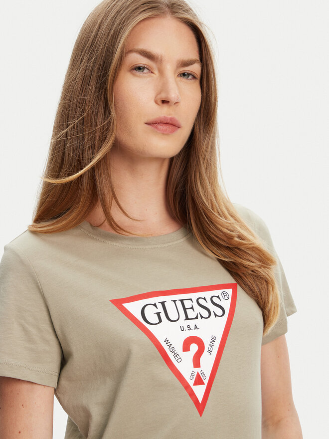 Guess Guess Marškinėliai W1YI1B I3Z14 Žalia Regular Fit