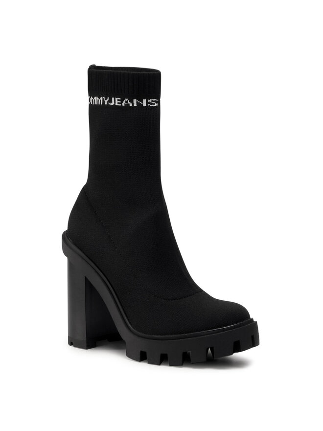 Tommy Jeans Stivaletti Tommy Jeans Cleated Heel Sock Boot EN0EN01081 Nero