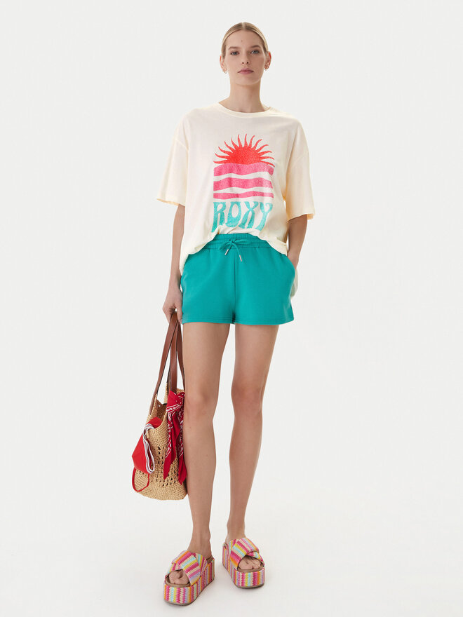 Roxy Roxy T-Shirt Hangloose Poster ERJZT06090 Hellbeige Loose Fit