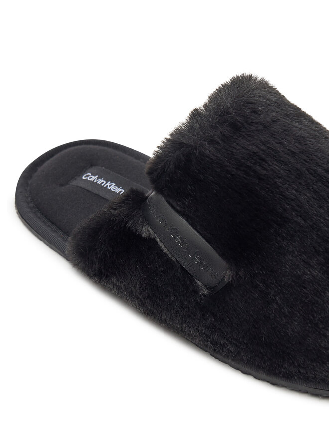 Calvin Klein Jeans Hausschuhe Calvin Klein Jeans Hotel Slipper Fur After Glow YW0YW01593 Schwarz