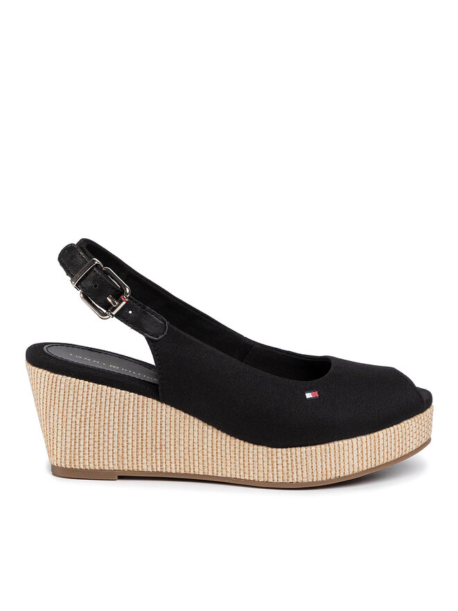Espadrilles Tommy Hilfiger Iconic Elba Sling Back Wedge FW0FW04788 Noir chaussures