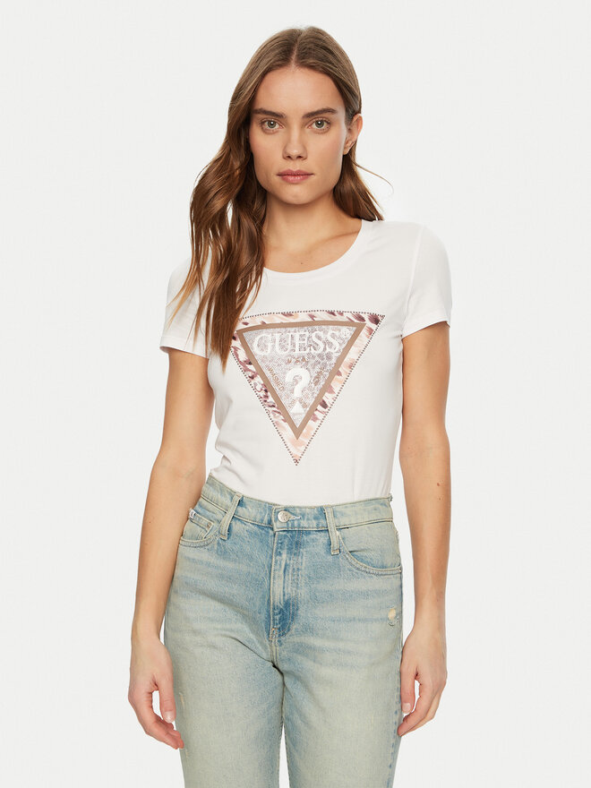Guess Guess Marškinėliai W5RI22 J1314 Balta Regular Fit