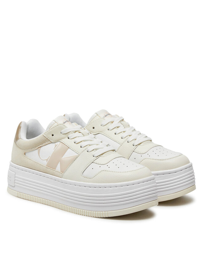 Calvin Klein Jeans Sneakersy Calvin Klein Jeans Bold Platf Low Lace Mix Nbs Mtr YW0YW01482 Bílá