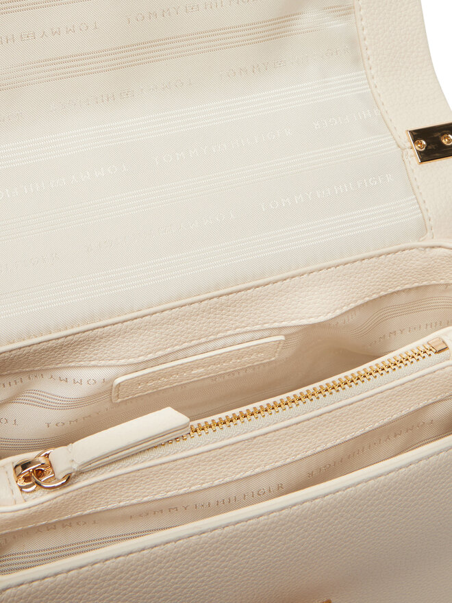Tommy Hilfiger Handtasche Tommy Hilfiger Th Monogram Pebble Grain Crossbody Bag AW0AW17216 Creme