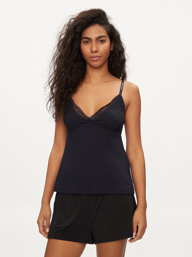 Tommy Hilfiger Tommy Hilfiger Pižamos marškinėliai UW0UW05404 Tamsiai mėlyna Slim Fit
