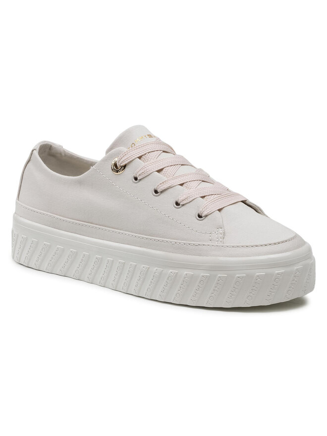Sneakers Tommy Hilfiger Shiny Flatform Vulc Sneaker FW0FW05536 WeiB eschuhe