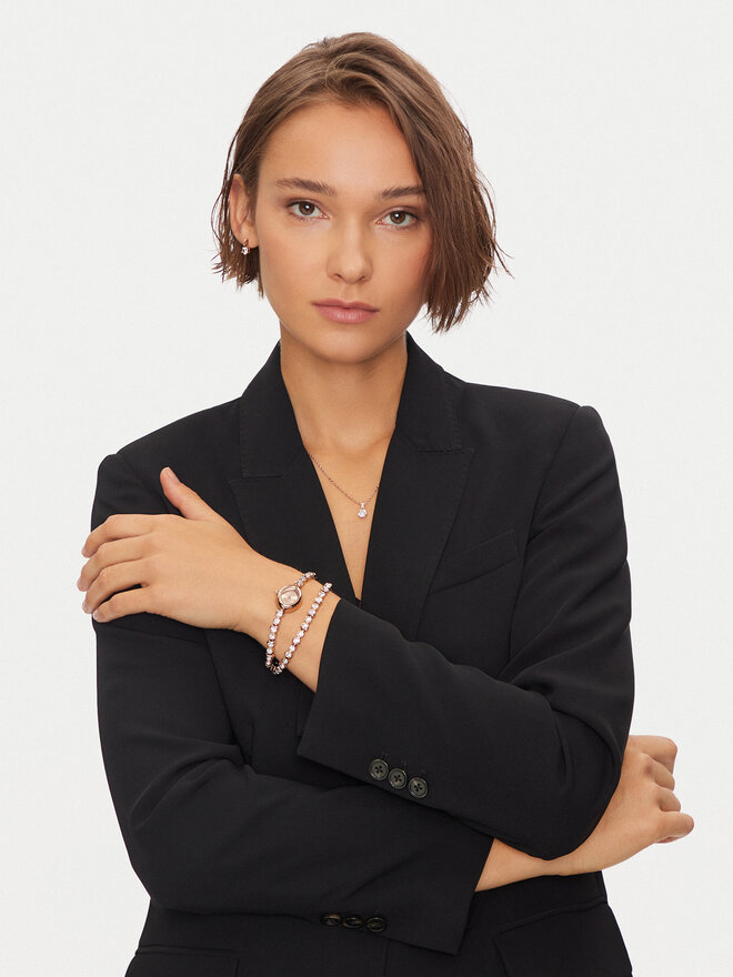 Sekonda Zestaw zegarek, łańcuszek i kolczyki Sekonda 49035 Różowe złoto