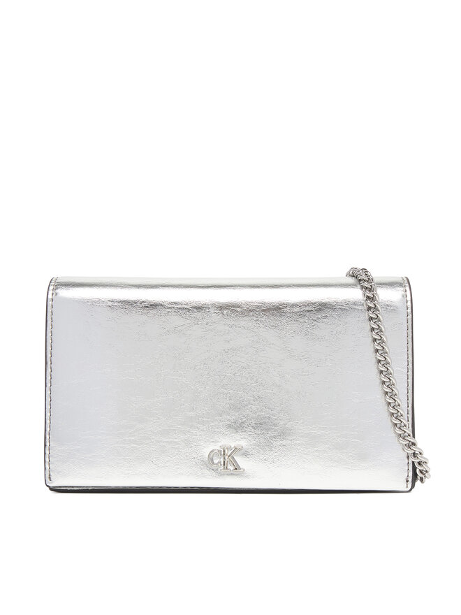 Calvin Klein Torbica Calvin Klein Ck Metallic Wallet On Chain LV04F3320G Srebrna