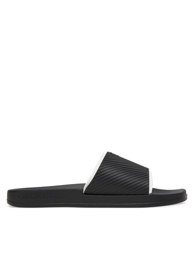 Calvin Klein Jeans Šľapky Calvin Klein Jeans Slide Rubber Neoprene Text YM0YM01234 Čierna