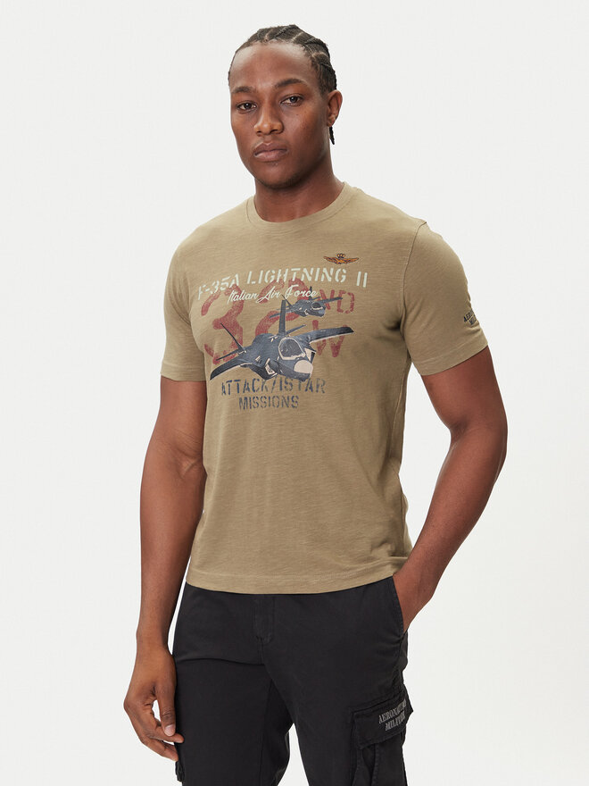 Aeronautica Militare Aeronautica Militare T-shirt 252TS2472UJ00708 Kaki Regular Fit