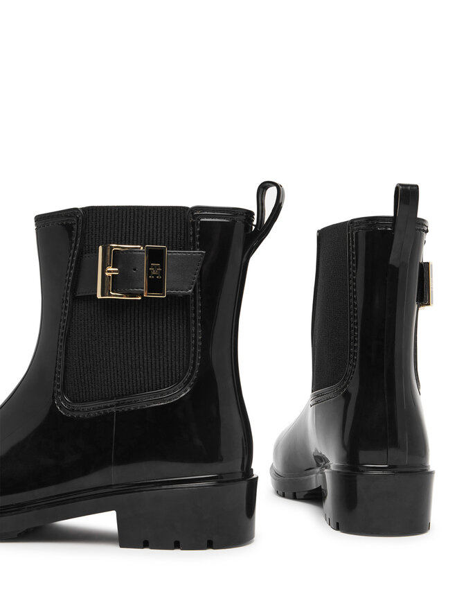 Tommy Hilfiger Gummistiefel Tommy Hilfiger Th Buckle Glossy Ankle Rain Boot FW0FW09543 Schwarz