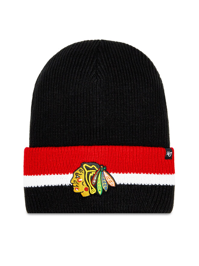 47 Brand Czapka 47 Brand NHL Chicago Blackhawks Split Cuff 47 H-SPLCC04ACE-BKA Czarny