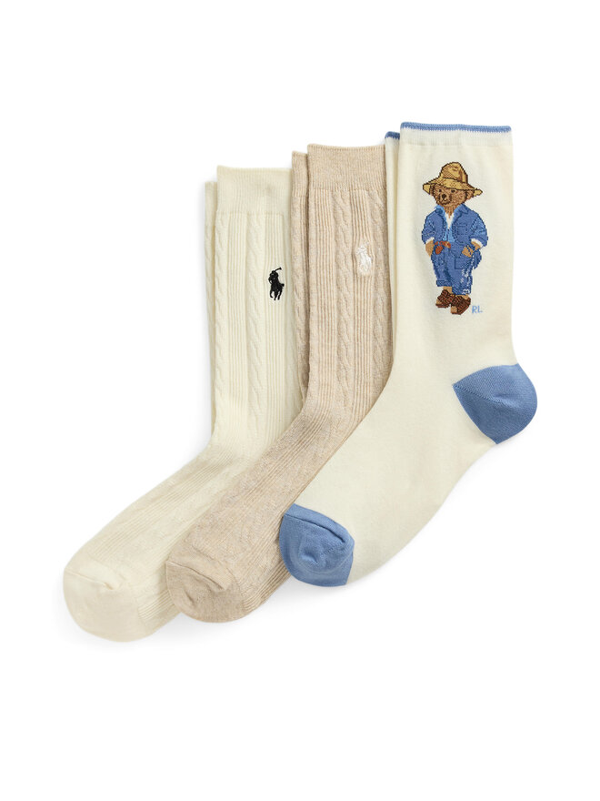 Polo Ralph Lauren 3er-Set hohe Damensocken Polo Ralph Lauren 455972027001 Beige