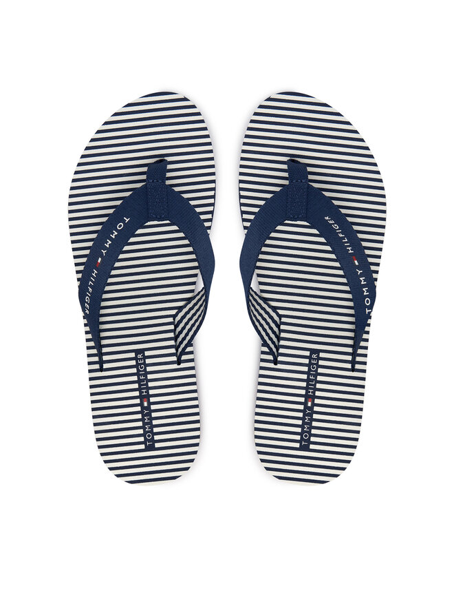 Tommy Hilfiger Zehentrenner Tommy Hilfiger Th Ithaca Stripe Summer Sandal FW0FW09192 Dunkelblau