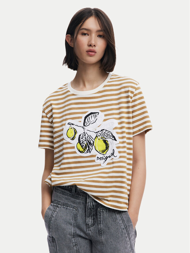 Desigual Desigual Majica Lemon 25SWTKAE Bež Regular Fit
