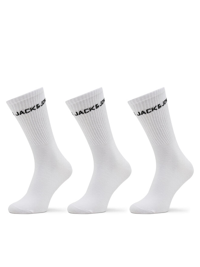 Jack&Jones Zestaw 3 par wysokich skarpet męskich Jack&Jones Melvin 12260083 Biały