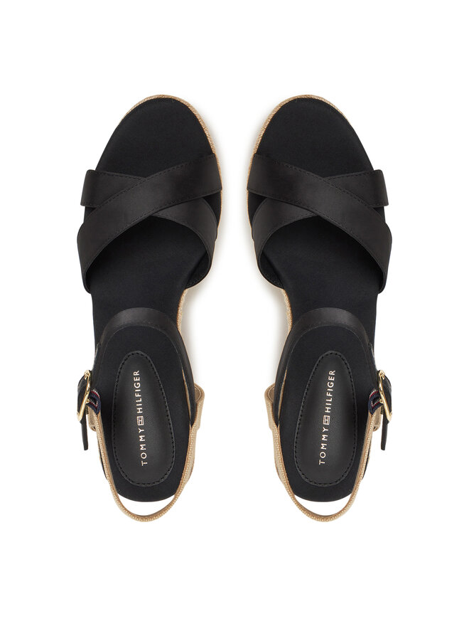 Tommy Hilfiger Espadryle Tommy Hilfiger Satin High Wedge Espadrille FW0FW08602 Czarny