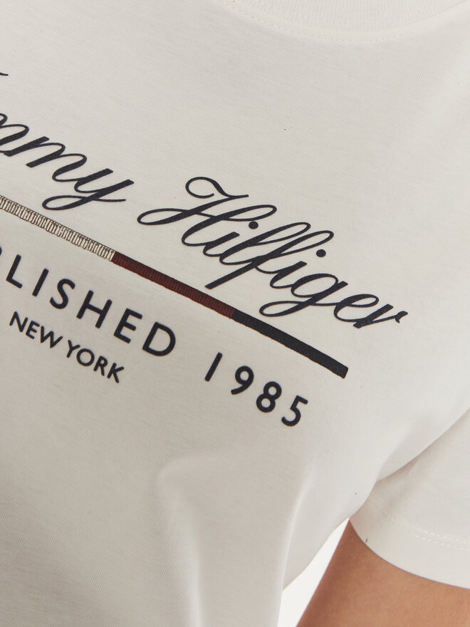Tommy Hilfiger Tommy Hilfiger Majica Script Graphic WW0WW43502 Écru Regular Fit