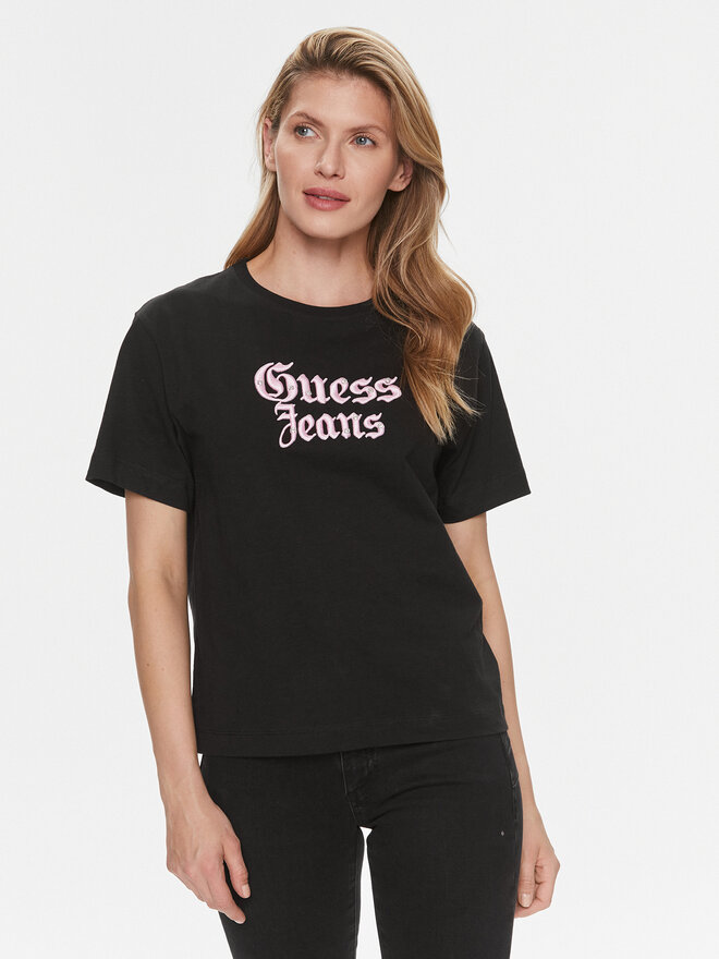 Guess Guess T-Shirt Gothic W4RI49 K6XN4 Μαύρο Regular Fit