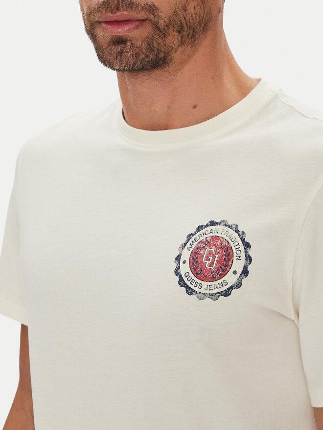 Guess Jeans Guess Jeans T-Shirt M5YI04 K8HM0 Écru Regular Fit
