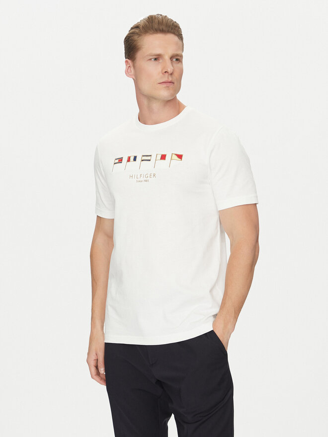 Tommy Hilfiger Tommy Hilfiger Camiseta Multi Flags MW0MW38616 Blanco Regular Fit