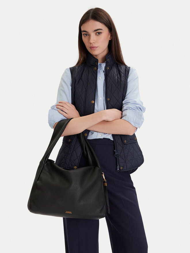 Tommy Hilfiger Handtasche Tommy Hilfiger City Leather Hobo AW0AW18285 Schwarz